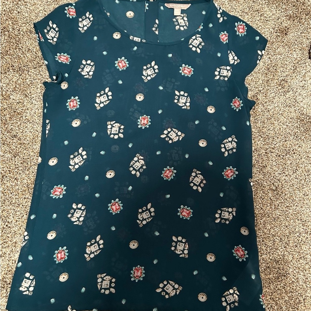 Banana Republic Teal Floral Blouse